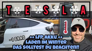 Tesla Model Y: LFP Akku,  Aufladen bei -1 Grad. Nur 33 KW ? Das solltest du unbedingt beachten! 😉