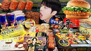 ASMR MUKBANG | Convenience store (Hotdog, Triangular Kimbap, Fire noodles, Sausage) Random Eating