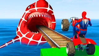 GTA V Epic New Stunt Race For Car, Motorcycle and Quad Bike Racing Challenge by Trevor and Shark