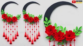 Rose paper craft wall hanging | paper flower wall decor | diy room decor | diy home decoration ideas