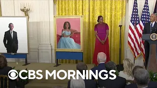 The Obamas return to White House for unveiling of their official portraits