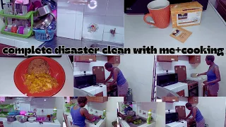Complete Disaster clean with me // speed cleaning motivation  cook with me