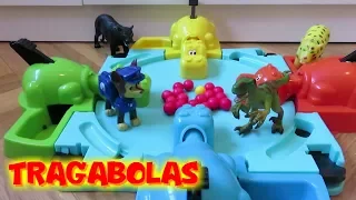 Dino Chase Patrulla Canina y panteras juegan al tragabolas | Vídeos de dinosaurios para niños