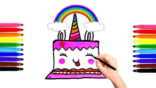 How To Draw Cute Cake🎂🌈|Unique Drawing Ideas|Satisfying Video With LOFI AND COZI MUSIC 🎶|Painting