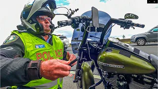 Police Trap - intimidating motorcycle Cop !