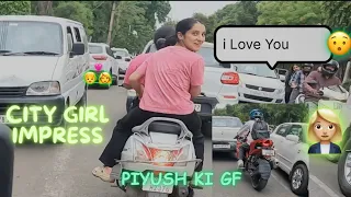 City girl Impressed 😍 Piyush ki gf mil gai riding krte krte #gf #bf #love #impress #ktm #superbike