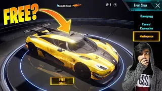 😱 OMG !! I GOT A NEW KOENIGSEGG SUPERCAR MASTERPIECE SKIN FOR FREE IN CRATE OPENING IN BGMI