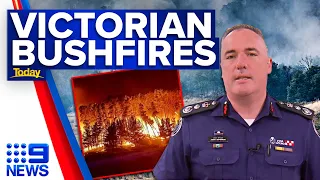 Hot, windy conditions a worry as Victoria blaze continues | 9 News Australia