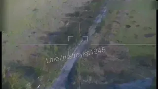 Удар Ланцета по движущемуся танку ВСУ