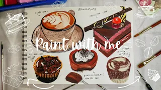 Paint with me - Painting Cafe Desserts Art☕ Using Himi Jelly Gouache/ Food Art Illustration🧁