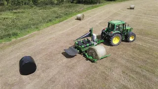 Raking, Baling, Wrapping & Collecting With The John Deere & Claas Tractors Part ii (HD)