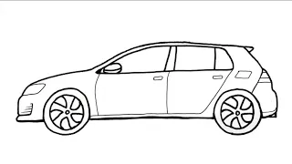 How To Draw a Car Volkswagen Golf Step by Step - How to Draw a Sports Car VW Golf