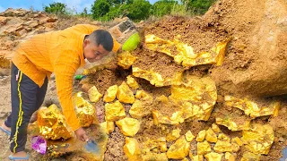 wow Awesome gold! Digging for Treasure worth millions from Huge Nuggets of Gold at Mountain