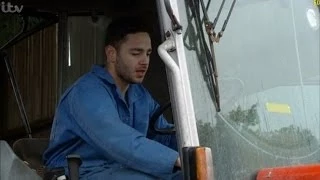 Emmerdale - Andy Gets His Hand Trapped in The Hay Baler