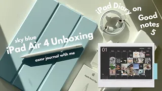 iPad Air 4 (sky blue) unboxing + apple pencil 🦋 ASMR january journal with me | GoodNotes 5