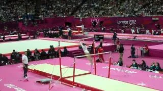 Romanian Female Gymnast on the Unparallel Bars in North Greenwich Arena (July 29, 2012) London 2012