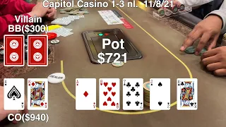 The Downs and Ups of 1-3 Poker at Capitol Casino,  poker vlog 82