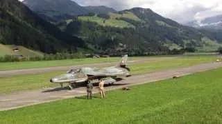 Hawker Hunter fighter jet takeoff in Switzerland