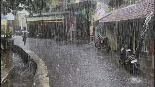 Super heavy rain in my village | walking in the rain | Sleep instantly with the sound of heavy rain