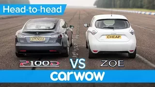 Tesla Model S vs Renault Zoe - DRAG RACE, BRAKE TEST & RANGE ANXIETY challenge | Expensive vs Cheap