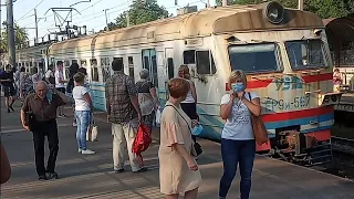 Восьмивагонная Эр9м-567 #6016 Фастов-Киев пл.Тарасовка перегон Боярка-Вишневое