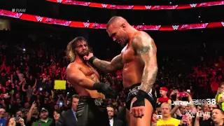 Randy Orton RKO on Seth Rollins Through The Announce Table - Raw - March 9, 2015