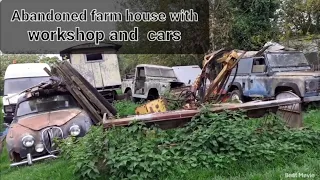 Abandoned farm with workshop full of tools and cars