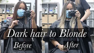 DARK HAIR TO BLONDE BALAYAGE IN 1 SESSION *I'M OBSESSED* HAIR TRANSFORMATION VLOG