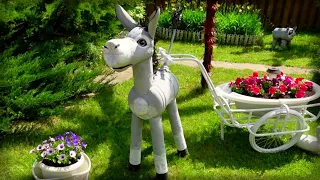A charming DONKEY from plastic BOTTLES - a bright decor for a summer residence and a garden DIY