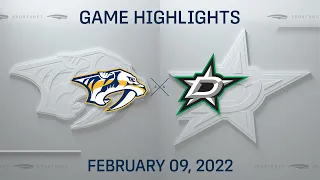 NHL Highlights | Predators vs. Stars - Feb. 9, 2022