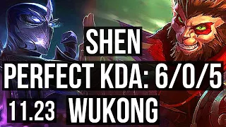 SHEN vs WUKONG (TOP) | 6/0/5, 300+ games, Dominating | KR Master | 11.23