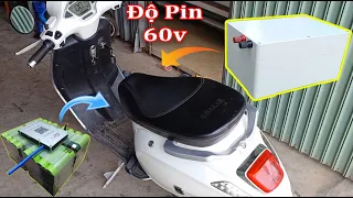 Không lo hết điện, Tự Đóng Pin Xe Điện 60v chạy 80km không lo dắt bộ nữa