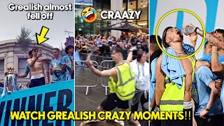 🤣 Jack Grealish Almost Fell Off the team Bus in Man City treble parade Celebrations