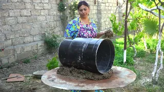 I Build a Custom Earthen Mini Oven To Cook This Pizza Recipe (Village Life Azerbaijan)