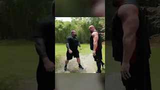 Eddie Hall and Brian Shaw Chest Bumps