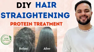 Permanent Hair Straightening & Protein Treatment at Home || 100% Natural
