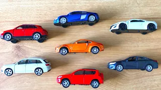 SUVs, Sedans and Other Types of Die cast Model Cars in 4k Video. Tiny size cars shown in hands