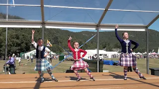 Highland Fling Scottish Highland Dance competition during 2022 Ballater Highland Games in Scotland