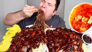 My First Time Trying Authentic Spicy Korean Black Bean Noodles Jajangmyeon • MUKBANG