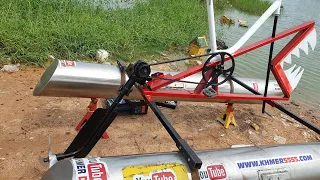 Coo!! Testing New System Pulley & Belt Power For Water Bike Pedal Drive