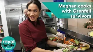 Meghan cooks with Grenfell survivors at community kitchen