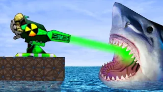Using URANIUM Powered Lasers To DESTROY The Megalodon in Forts