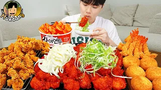 ASMR MUKBANG | Crispy Fried Chicken, Shrimp Sticks, Fries, tteokbokki recipe ! eating