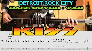 KISS Detroit Rock City BASS TAB COVER LESSON TUTORIAL PLAY ALONG - Half Step Down Tuning