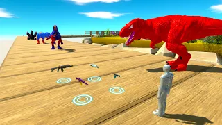 FPS AVATAR & RED T-REX RESCUE MISSION DEATH RUN - Animal Revolt Battle Simulator