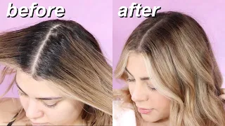 HOW I TOUCH UP MY BLONDE FOILAYAGE/HIGHLIGHTS & SHADOW ROOT AT HOME | PRO HAIRDRESSER TUTORIAL