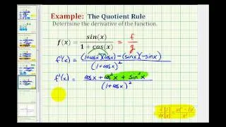 Ex 2:  Determine a Derivative Using the Quotient Rule Involving a Trig Function