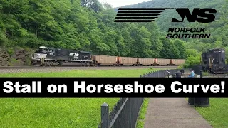 What happens when a train stalls on Horseshoe Curve?