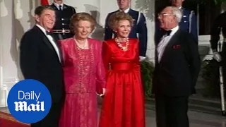 Ronald Reagan greets Margaret Thatcher at White House in 1988 - Daily Mail