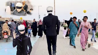 Gojo satoru blindFold Cosplay in Pakistan 😯 Caught Amazing Public Reactions 😍